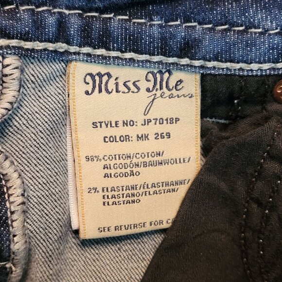 Miss Me Jeans Size 26 Cuffed Capri Fleur De Lis Low Rise Embellished - Picture 5 of 11